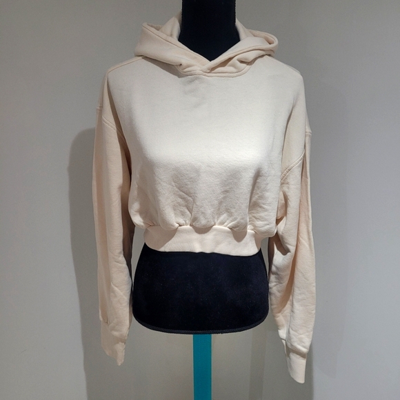 Reebok Tops - Reebok Women's Casual Cropped Hoodie Sweatshirt XS Cream Athleisure Sporty NEW